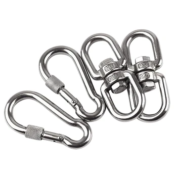 

4Pcs/2Set M8 304 Stainless Steel Swivel Ring Tree Swing Hook Hammock Chair Hanging Kit Rotating Device Indoor Outdoor