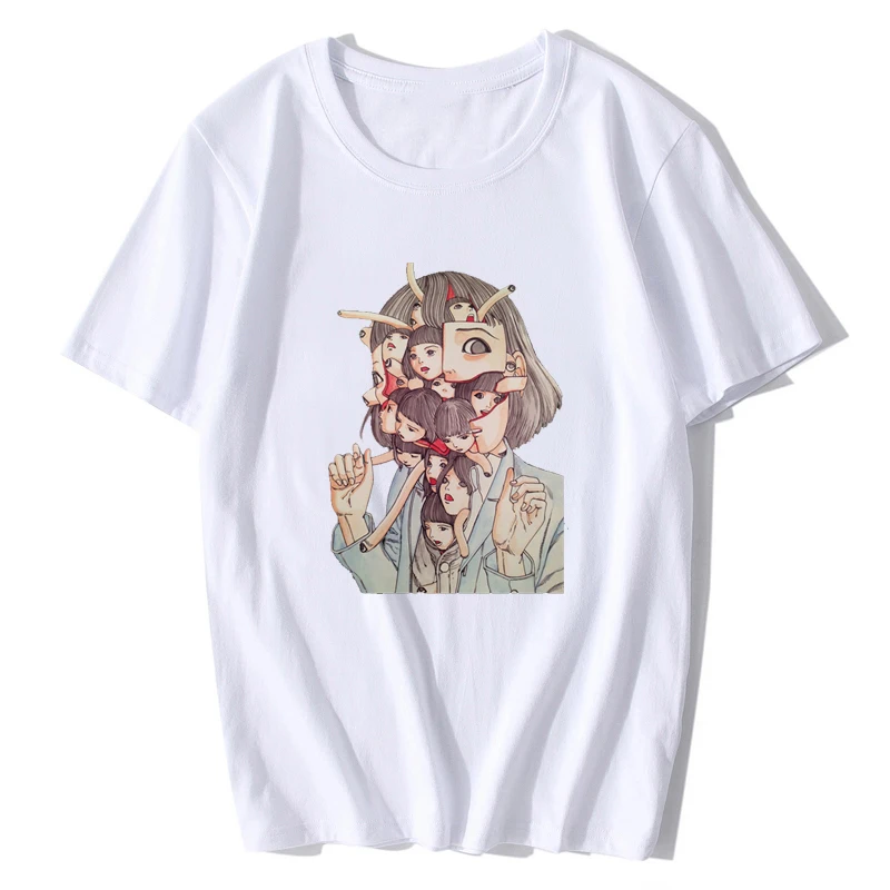 Man Manga Junji Ito T Shirts Shintaro Kago Girl Tees Shirt Top Design Short-sleeved Aesthetic Japanese Anime Shirt