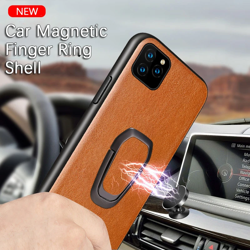 Iphone Xr Leather Case Ring Leather Protection Cover