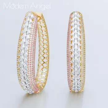 

ModemAngel Brand Luxury Bride Wedding Jewelry Micro Inlay Cubic Zircon Big Teardrop Earrings Wedding Necklace Jewelry
