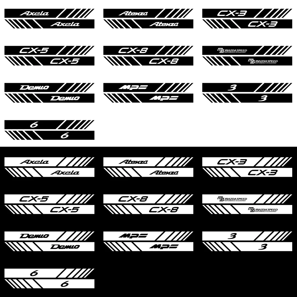 20*2CM Reflective Car Rearview Mirror Stickers 2PCS Creative Decor Decals For Mazda Axela Atenza CX-3 CX-5 CX-8 Demio MPS 3 6 MS