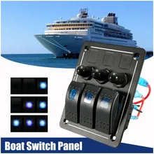 3 Кулисный панель управления для лодки переключатель панель выключатель светодиодный рокер Водонепроницаемый черный для морской лодки RV яхты