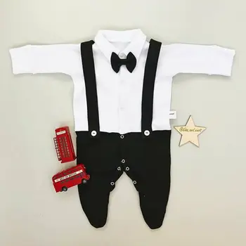

Infant Baby Boy Kids Rompoer Clothes Set For Christmas Xmas Party Long Sleeve Jumpsuit Strap Shirt Bib Pants Clothes Outfits