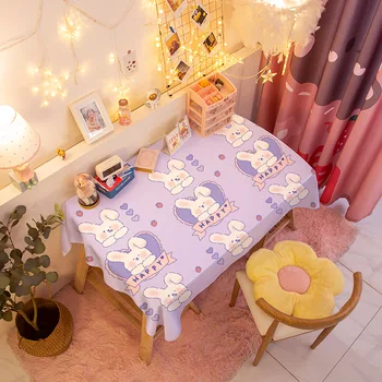 Mantel de conejo de Anime, decoración impermeable para comedor Rectangular, mesa de café, mantel de tela para regalo de cumpleaños de princesa Kawaii 1