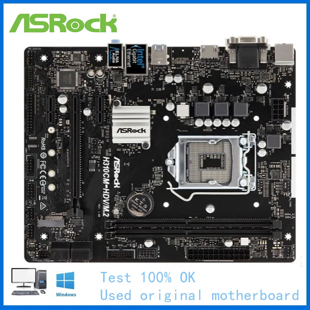 

For ASRock H310M-HDV/M.2 Computer Motherboard LGA 1151 DDR4 H310 Desktop Mainboard Used Core i5 9600K i7 9700K Cpus