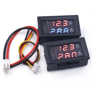 

DC 0-100V 10A Digital Voltmeter Ammeter Dual Display Voltage Detector Current Meter Panel Amp Volt Gauge 0.28" Red Blue LED