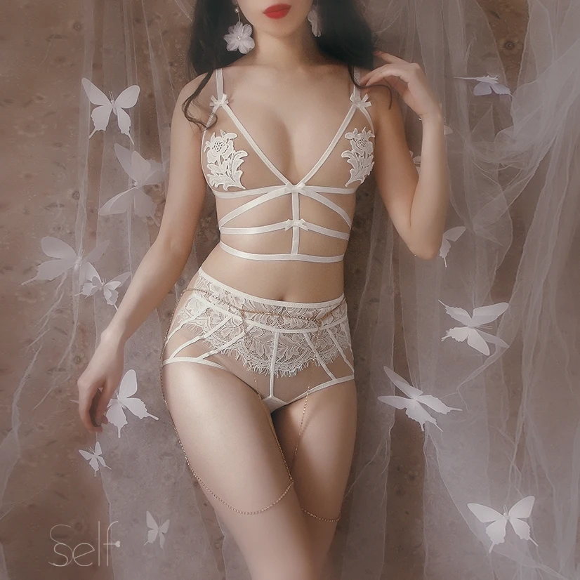 Повязка с изображением цветов Bralette ультратонкие Трусики высокой талией в стиле