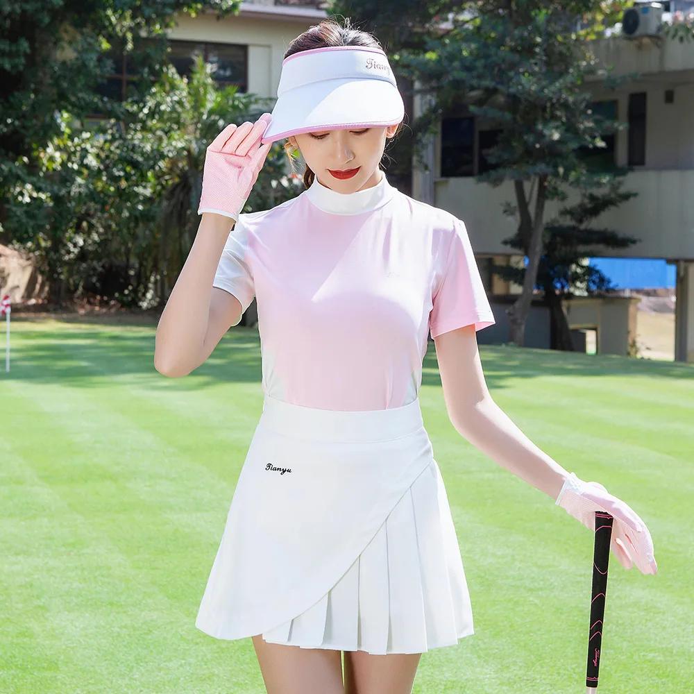 TTYGJ Golf Women's Half-length Short Skirt Quick Dried Sports High Waist Pleated Anti Shining Pants