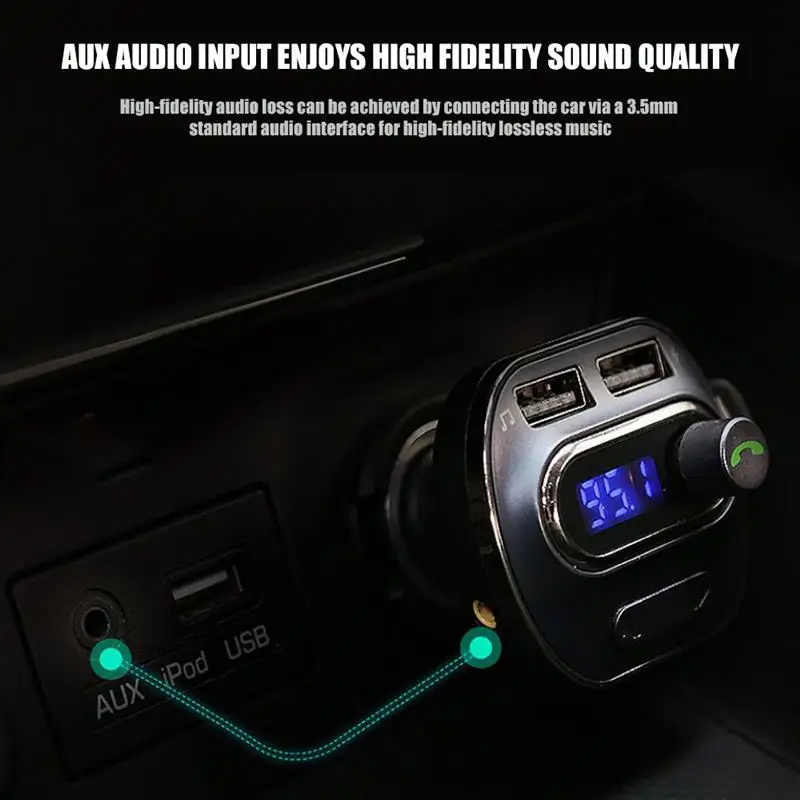 Беспроводной Bluetooth fm-передатчик Hands-Free радио адаптер музыкальный плеер с двумя usb-портами для зарядки 5 В/3,1 а автомобильный комплект макс 32 Гб