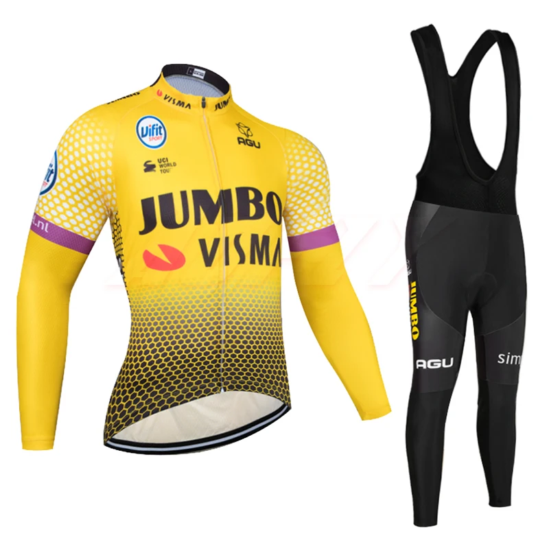 

2020 Long Sleeve JUMBO TEAM CYCLING 9D Fluorescent green coat Ropa Ciclismo Men Breathable and Quick-drying PRO BICYCLING Jersey