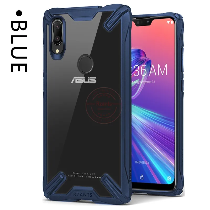 Военная подушка безопасности, защитный чехол для Asus Zenfone Max Pro M1 ZB602KL, прозрачный акриловый PC+ TPU противоударный защитный чехол-накладка - Цвет: blue