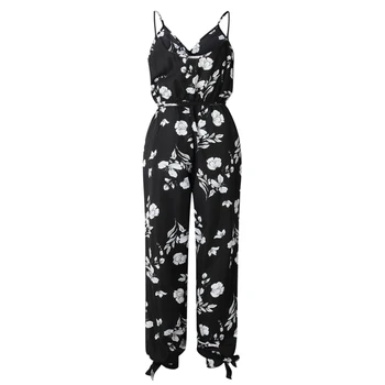 

Hot Casual Women Sleeveless Loose Baggy Trousers Overalls Pants Solid Romper Jumpsuit Backless V-neck Women's Floral Clubwear