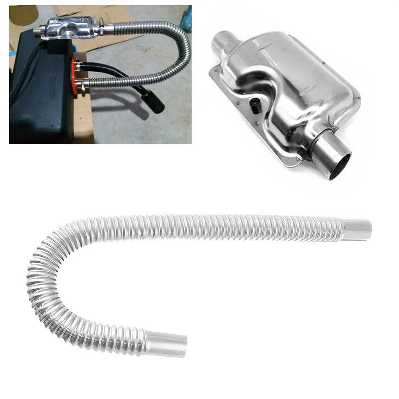 

60cm Air Diesel Heater Car Exhaust Pipe Muffler Silencers Stainless Steel Kit Silver Heater Parts Accessories