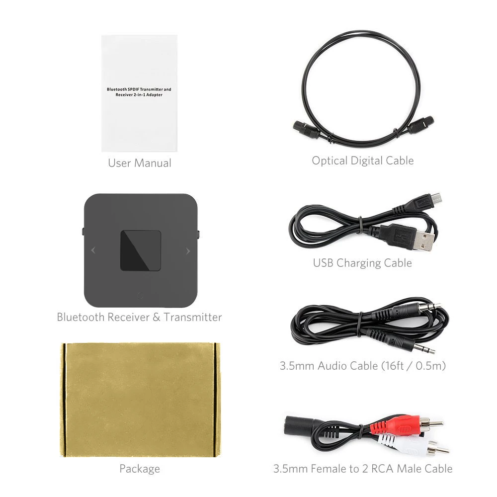 Black Портативный Bluetooth 5,0 CSR8670 Aptx низкая задержка 3,5 мм RCA SPDIF оптический приемник и передатчик беспроводной аудио Музыка ТВ адаптер - Color: Black