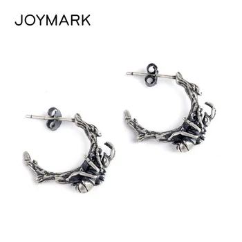 

New S925 Sterling Silver Punk Rock Earrings Ant Climbing Tree Stud Earrings Personalized Fashion Thai Silver Ear Jewelry TSE431