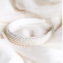 JJFOUCS шикарный искусственный жемчуг повязка для волос для женщин обруч для волос аксессуары широкая повязка на голову вечерние свадебные повязки большой головной убор Горячая