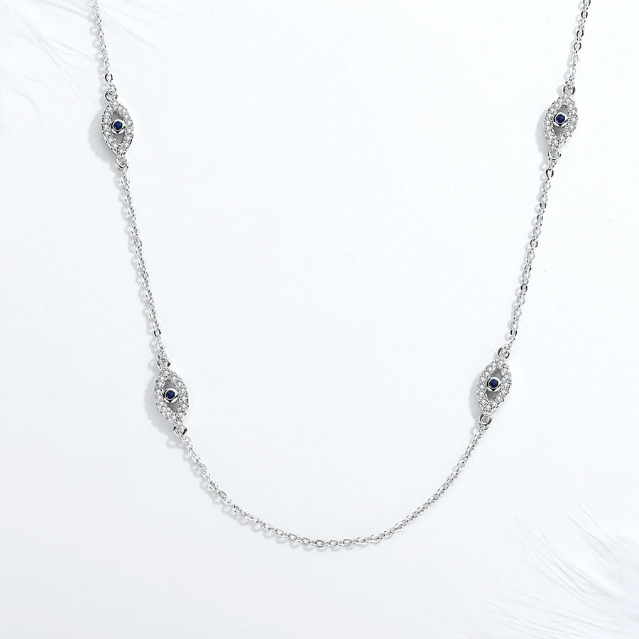 KALETINE, 925 пробы, серебряное ожерелье, Женская круглая подвеска, сглаза, ожерелье s, голубой циркон, длинная цепочка, индейка, ювелирное изделие