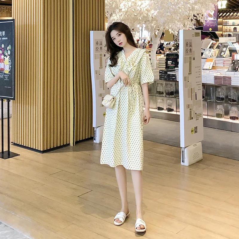 

Polka Dot Dress Women's Summer Sweet Elegant Slimming Loose Casual Short Sleeve Flounced Dress