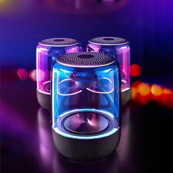 

Transparent Crystal Wireless Bluetooth Speaker Colorful Light Glass Subwoofer TF Card 32GB Storage 12H Endurance