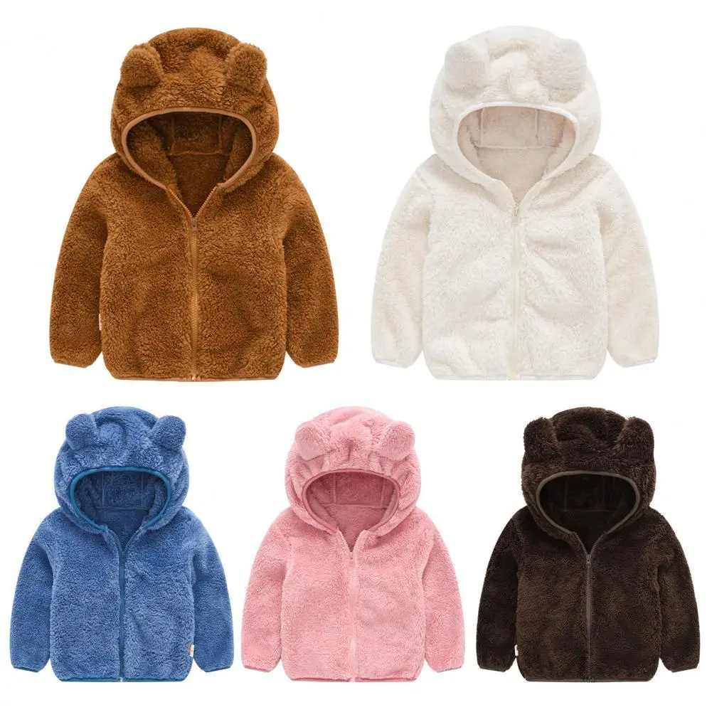 Chaqueta de forro polar para niños y niñas, con cremallera completa, abrigo  de forro polar con orejas de oso, abrigos para niños de 14 años