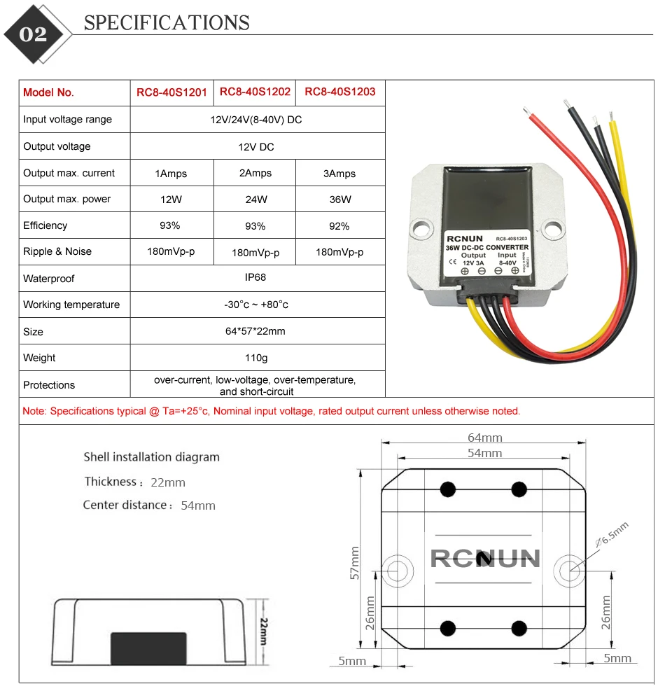 RCNUN DC 8-40V к DC 12V 13,8 V 1A 3A 6A 10A 15A 20A 25A повышающий понижающий преобразователь стабилизатор напряжения CE RoHS для автомобилей на солнечной батарее