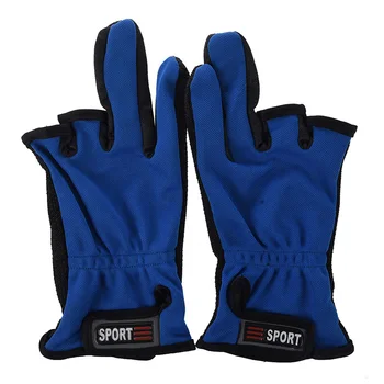 

Non-Slip Friction Palm 3 Low-Cut Fingers Fishing Gloves, Adjustable Size-- Random Color
