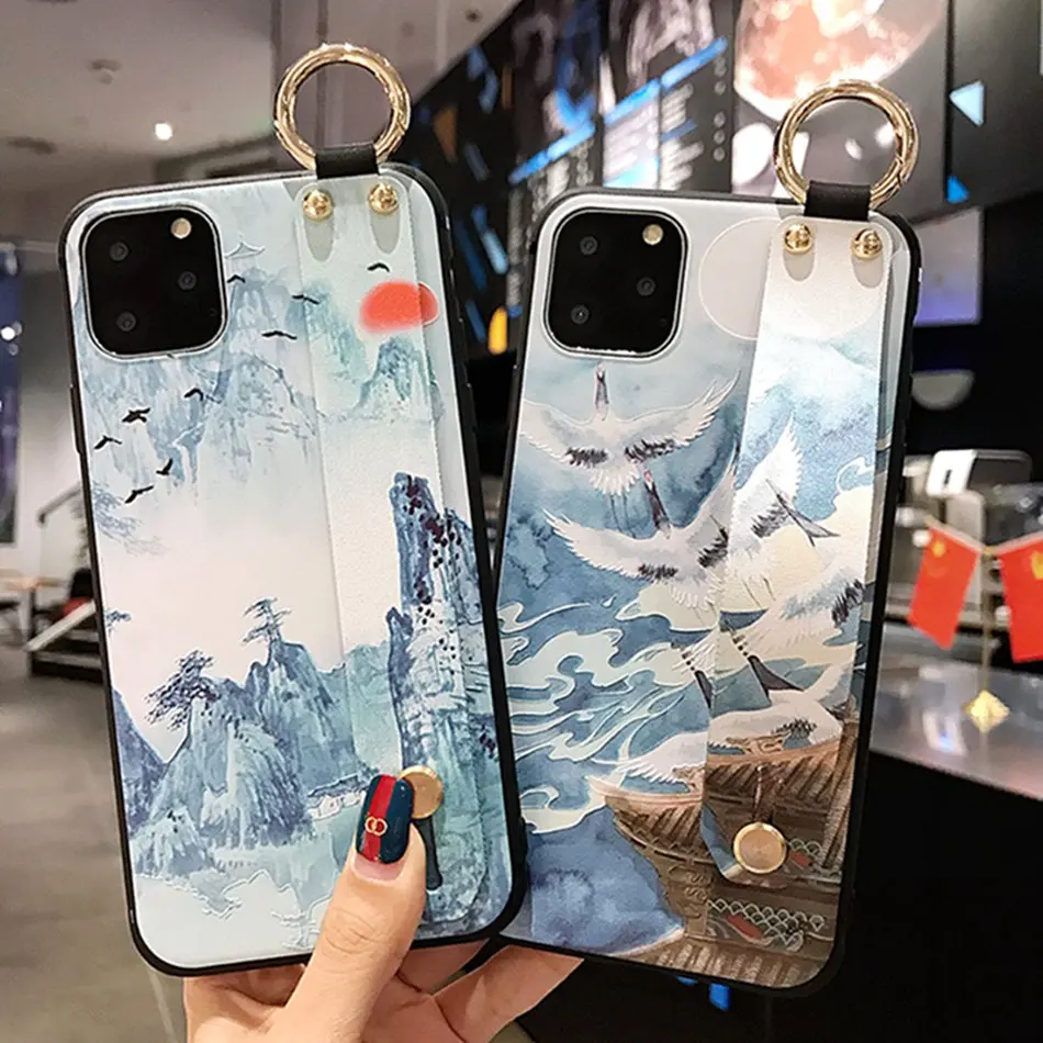 Наручный ремешок чехол для iPhone 11 Pro XS Max силиконовый в китайском стиле 7 8 6S Plus XR X