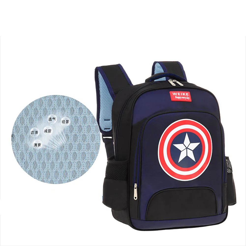 2021 New Disney Child Schoolbags Elementary School Students Schoolbag Kids Elementary School Cartoon Captain America Backpack