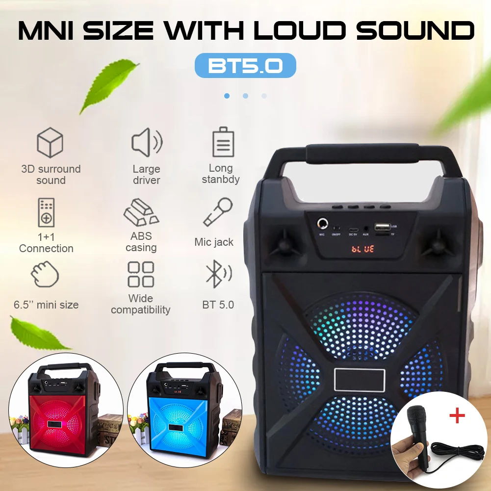 Портативная Bluetooth караоке машина с микрофоном, Громкая колонка с поддержкой tf карты, USB AUX, усилитель, беспроводная уличная колонка|Портативные колонки| | АлиЭкспресс