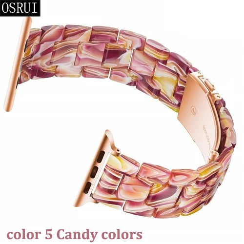 5 Candy colors Ремешок из смолы для apple watch ремешок 44 мм 40 мм correa 42 мм 38 мм iwatch 5 4 3 2 Аксессуары для браслетов pulseira apple watch ремешок - Цвет ремешка: 5 Candy colors