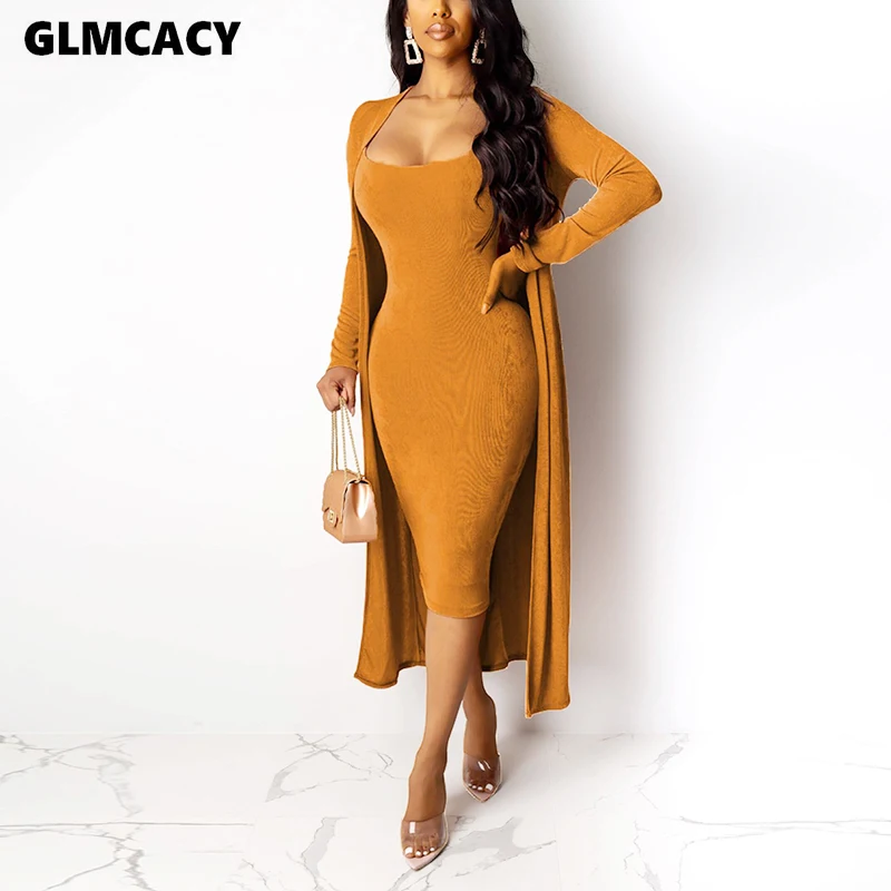 bodycon dress with long cardigan