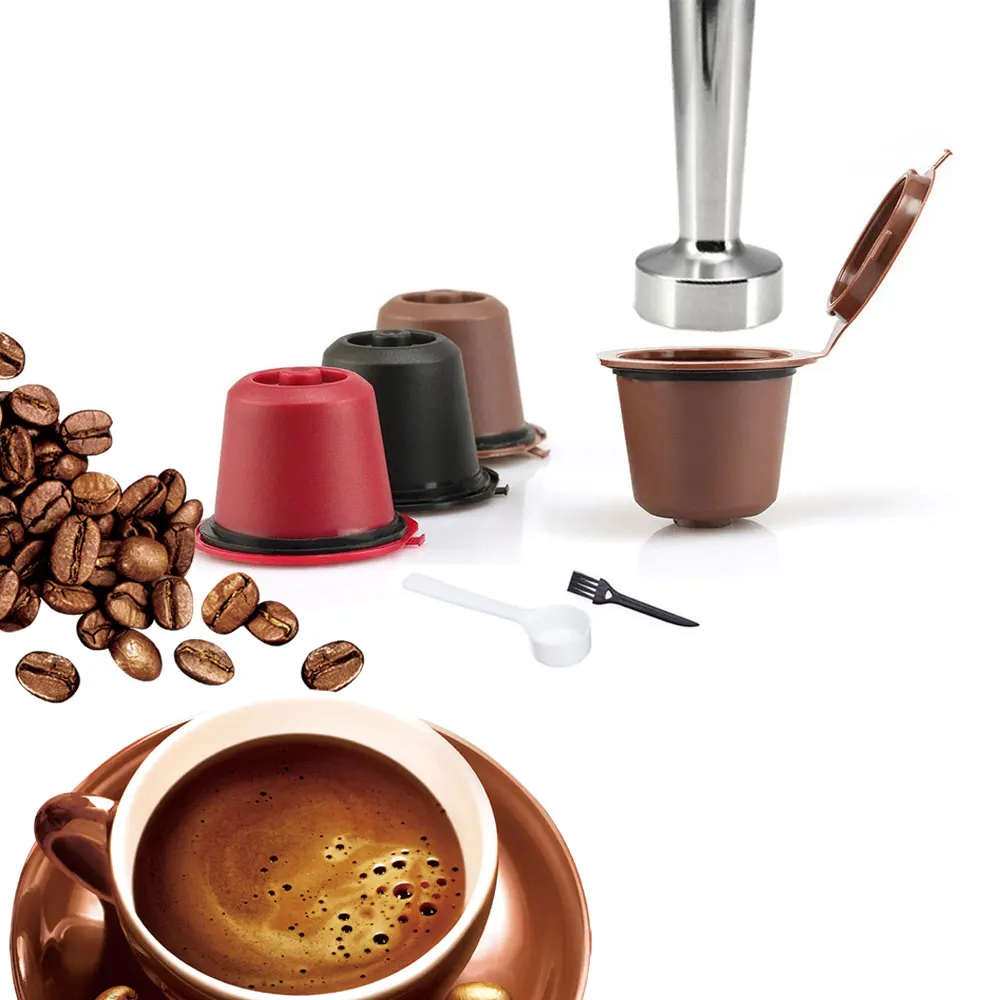3 Coffee Filters 1 Tamper Nespresso Refillable Capsule Capsulas De Cafe Recargables Nespresso Refill Cup Coffee Pods Tamper Sets