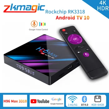 

Android 10.0 TV Box H96 Max Rockchip RK3318 4K Smart TV Box 2.4/5G Wifi BT4.0 H96Max 4GB 64GB Media Player Android Set Top Box