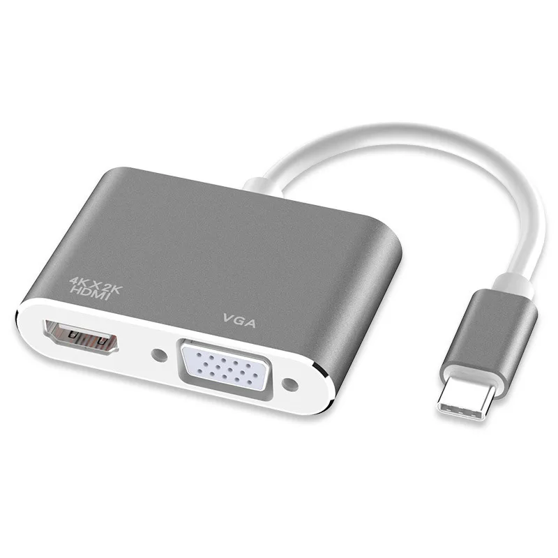 Взрывной USB3.1 тип-c к HDMI+ VGA конвертер адаптер видео кабель тип-c к HDMI Женский+ VGA мать адаптер высокой четкости кабель