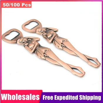 

50/100Pcs Wholesales Russia Sexy Lady Bottle Openers Retro Keyrings Keychain Metal Wedding Favors Party Chirstmas Gifts