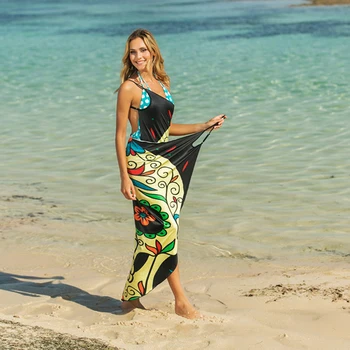 

Female Cover up Beach Dress Floral Print Beach Shawl for Women Summer Beach Wear Bikini Cover Ups