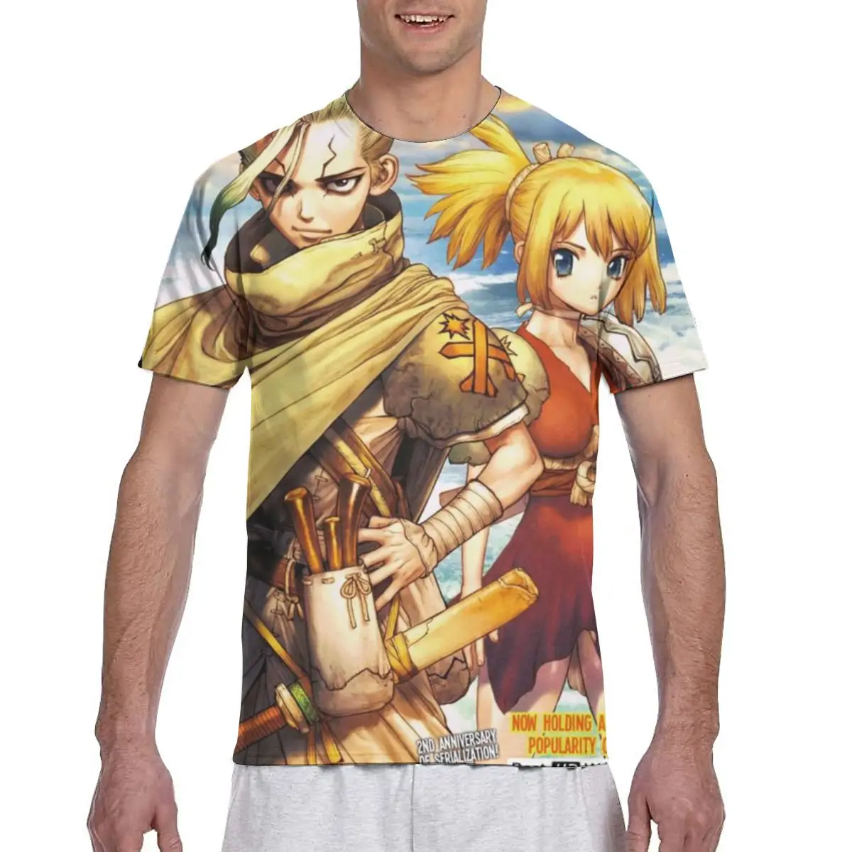 

Dr. Stone New arrival Printing Men Punk Style Round Neck T-Shirt