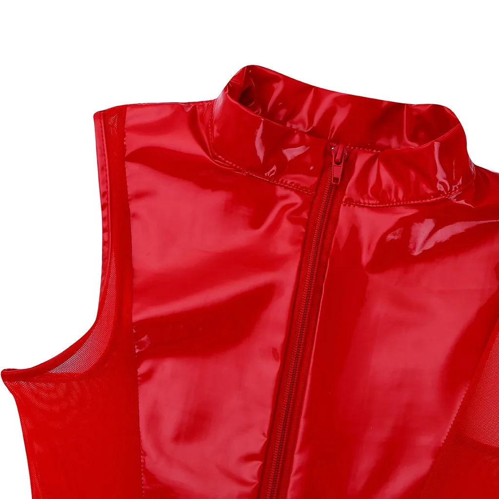Patent Leather Sexy Bodysuit Women Zipper Jumpsuits High Cut Bodysuits Thong Sexy body mujer Night Clubwear Woman Clothes