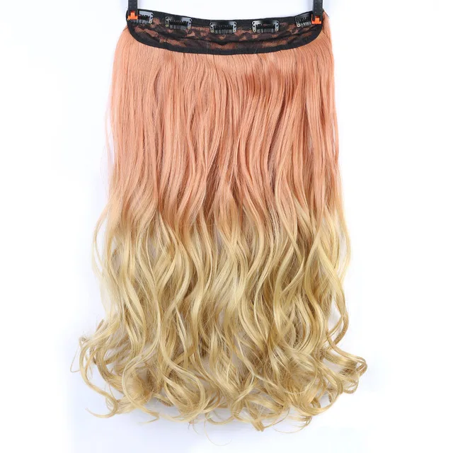 DIFEI Synthetic 24 Inch 5 Clip Long curly Women Clip in Hair Extensions Black Brown High Tempreture Hair Piece T1B/4/27
