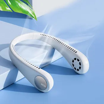 

Outdoor Leafless Fan USB Rechargeable Lazy Hanging Dual Cooling Fan Mini Portable Pocket Fans Quiet Hanging Neck Fan DTT