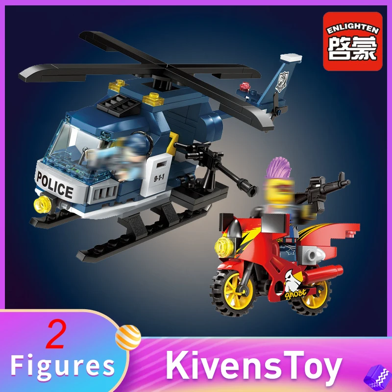 

IN STOCK Thunder Sniper Helicopter Set ENLIGHTEN 1905 Battle Force SWAT Building Block Toys Compatible City Police 157pcs