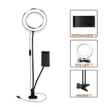 

8 Inch 3200K-5500K LED Ring Light Lamp with Pad Holder for YouTube Video Live Making-up Vlogging Portrait Photography ringlight