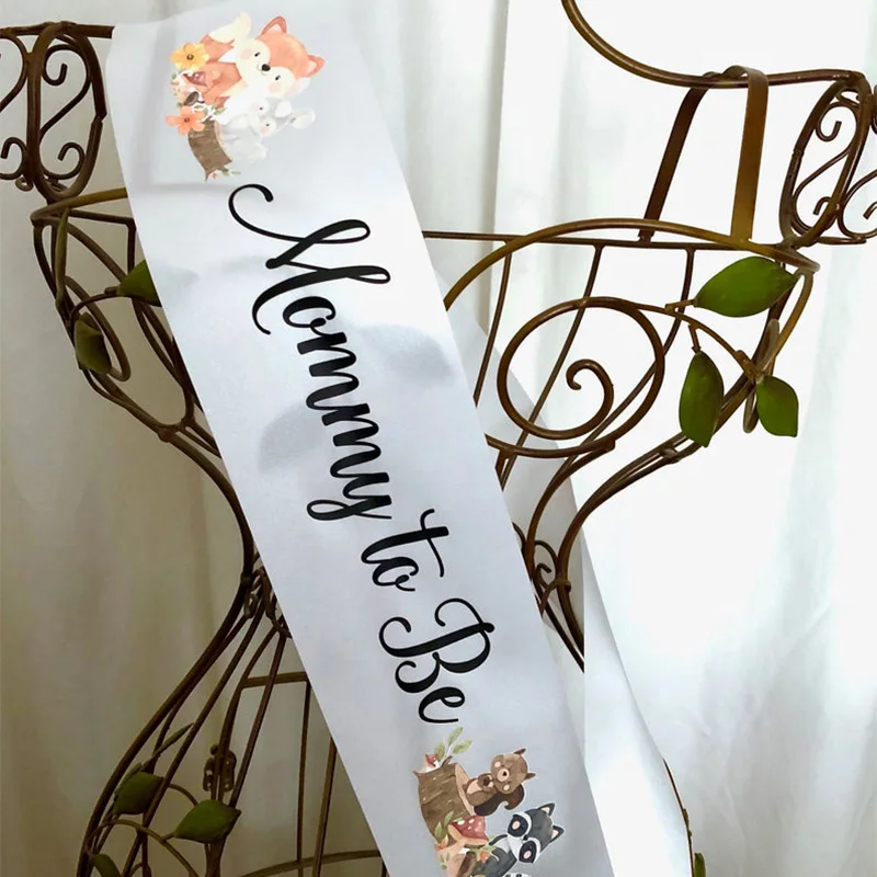 Mom Mother Mommy to Be sash ribbon Animal Jungle theme baby shower Gender Reveal boy girl decoration favor gift photo prop