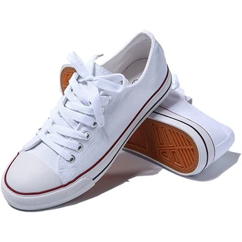 

Men Women Canvas Shoes Breathable Low Top Lace Up Comfy Trainers 2020 Female Fashion Casual Shoes Woman Sneakers Plus Size 41 44