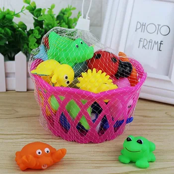 

20pcs/set Basket Children Bathing Sound Toy 20 Random Non-repeating Bath Toy Water Pinching Called