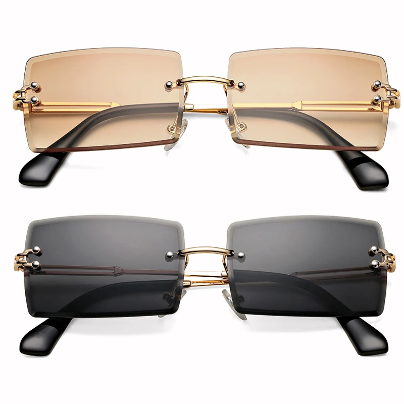 Gafas de sol rectangulares sin montura para hombre y mujer, lentes de sol sin ultraligeras, UV400, Unisex|De hombres gafas de sol| - AliExpress