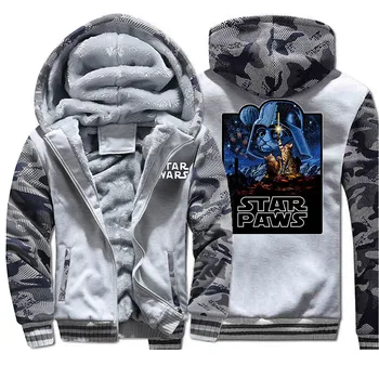 

Movies 2019 Winter Fleece Warm Streetwear Hip Hop Hoodies Zipper Jacket Men's Fashion Camouflage Sweatshirt Men Funny Coat