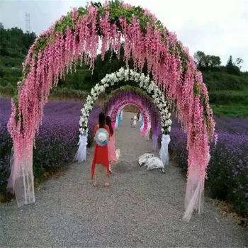 

Hanging Artificial Silk Wisteria Fake Garden Flowers Plants Vines Decor DIY Wedding Arch Wreaths Party Decoration Faux Flowers