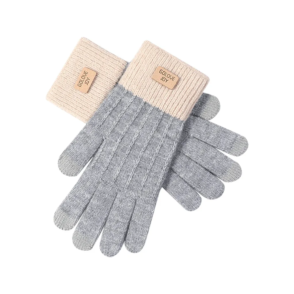 Вязаные перчатки с сенсорным экраном для женщин и девочек, мягкие утепленные хлопковые перчатки, варежки Guantes Invierno Mujer, женские зимние перчатки - Цвет: C