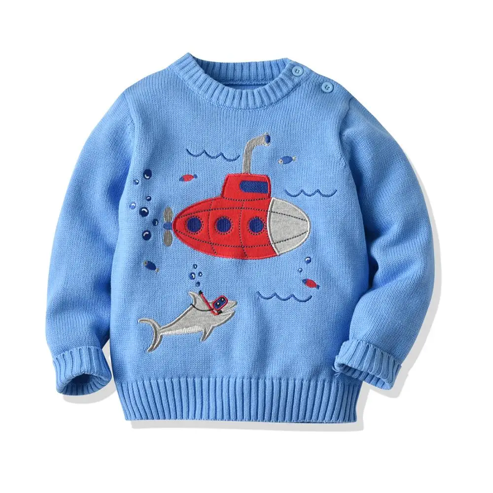 EYD19M05 sky blue Детский свитер для мальчиков и девочек на осень и зиму, детский вязаный пуловер с рождественским медведем, свитер для маленьких девочек и мальчиков - Цвет: EYD19M05 sky blue